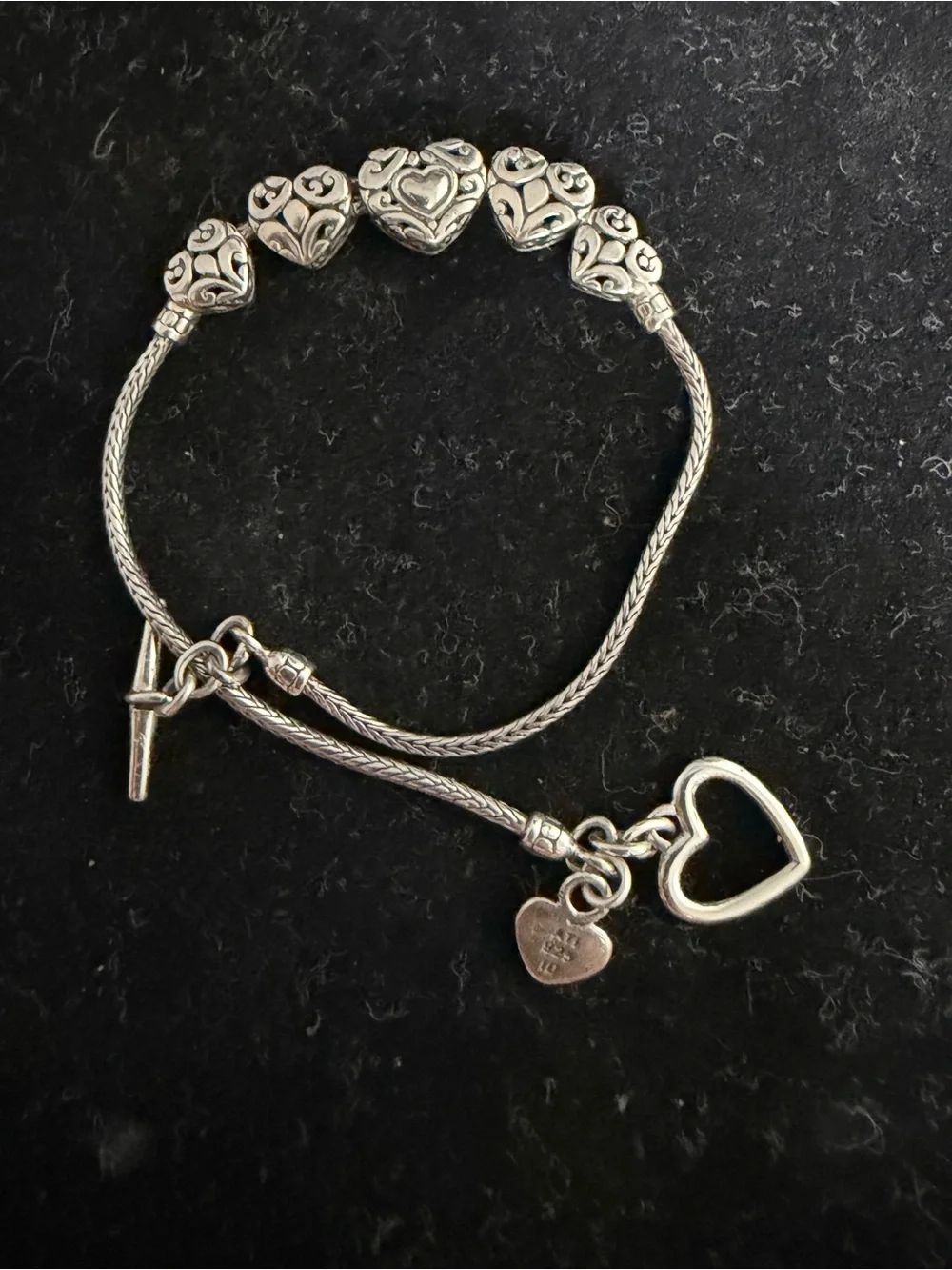 Annika Witt 925 Sterling silver heart toggle bracelet. Designer